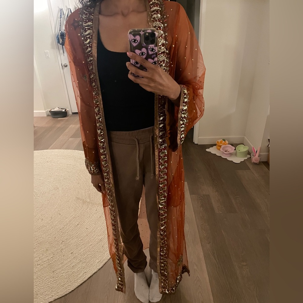 🧡 Beautiful Hand Embellished Sheer Long Sequin Robe 🧡 - Picture 8 of 8